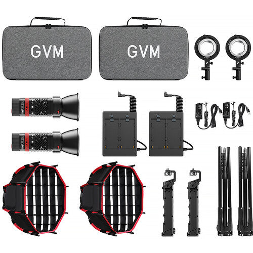GVM PL60C LED RGB Monolight de Bolsillo Kit 2 Luces 6420 Lux 2700-6800K