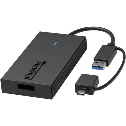 Adaptador Plugable USB Tipo C y Tipo A a DisplayPort 4K UHD 30 Hz con USB Tipo A a C