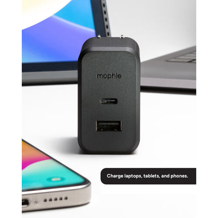 mophie 60W Cargador de pared USB-C GaN PD 100W y USB-A 18W