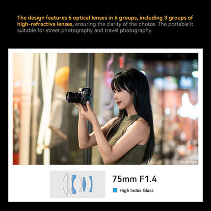 7Artisans 75mm f/1.4 Lente Canon RF Retrato Distancia 2.6 ft Manual