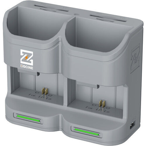 ZGCINE PC2-LPE6 Estuche de carga portátil para baterías Canon LP-E6 compatible con cámaras 5D 7D en gris