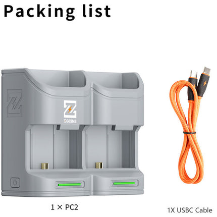 ZGCINE PC2-LPE6 Estuche de carga portátil para baterías Canon LP-E6 compatible con cámaras 5D 7D en gris
