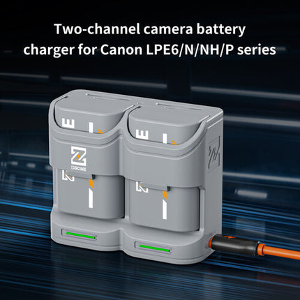 ZGCINE PC2-LPE6 Estuche de carga portátil para baterías Canon LP-E6 compatible con cámaras 5D 7D en gris