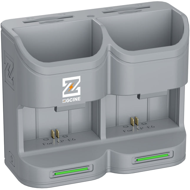 ZGCINE PC2-LPE6 Estuche de carga portátil para baterías Canon LP-E6 compatible con cámaras 5D 7D en gris