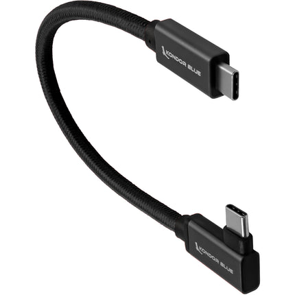 Kondor Blue Cable USB-C 3.1 Gen 2 6" Ángulo Recto 100W Negro