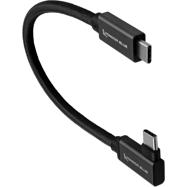 Kondor Blue Cable USB-C 3.1 Gen 2 6" Ángulo Recto 100W Negro
