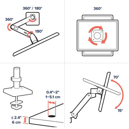 Ergotron LX Pro Soporte de Escritorio con Montura para Pantallas hasta 34" y 22 lb Blanco