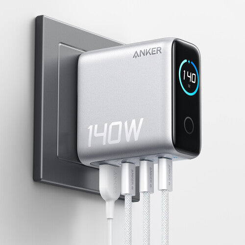 Anker Cargador USB de Pared 140W 4 Puertos Pantalla Integrada