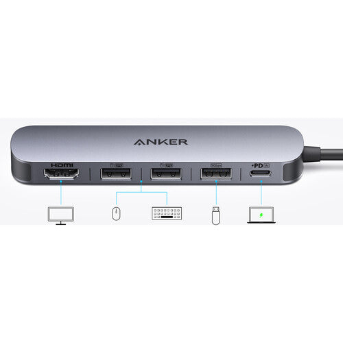 Anker 5-en-1 USB-C Hub con Cable 9.84" Puerto PD 100W y HDMI 4K