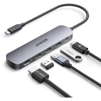 Anker 5-en-1 USB-C Hub con Cable 9.84" Puerto PD 100W y HDMI 4K