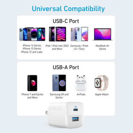 Cargador de Pared Anker 32W 2 Puertos USB-C USB-A con Cable Lightning 6'