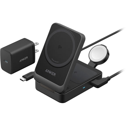Anker MagGo Estación de Carga Inalámbrica 3 en 1 Plegable 15W Negro
