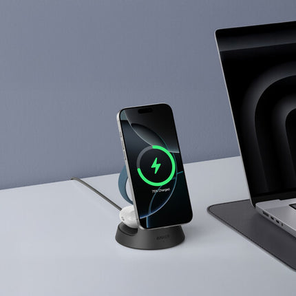 Anker MagGo Estación de Carga Inalámbrica 3 en 1 Negro 15W Pad Inclinado 45°