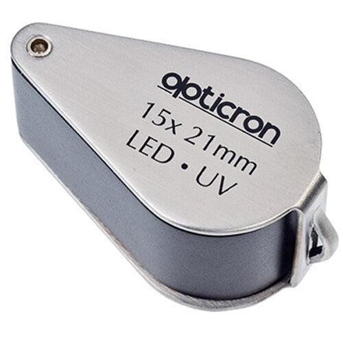Opticron Lupa Plegable Metal 15x con LED UV 0.8" Funda PU