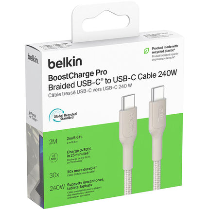 Belkin BoostCharge Pro Cable USB-C Trenzado 240W Durable 350000 Doble USB-C