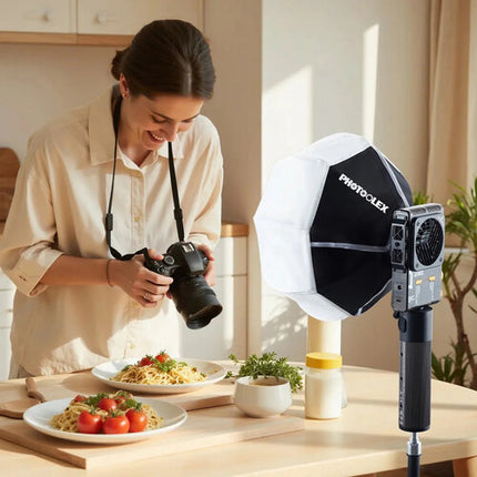 PHOTOOLEX QS30 Softbox Linterna 30 cm Luz Suave Interior Plata Funda