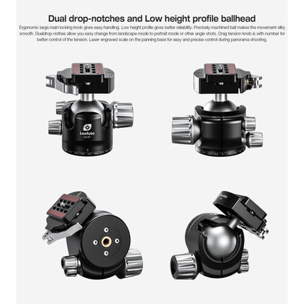 Leofoto LH-47LR Cabeza de Bola 48.5 lb y 3.9" con Abrazadera LR-60