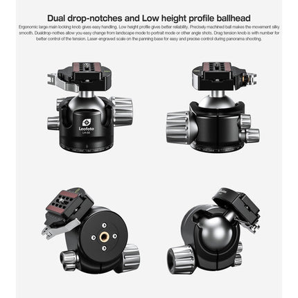 Leofoto LH-55LR Cabezal esférico 55.1 lb con abrazadera LR-70 negra