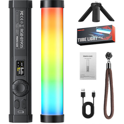 PHOTOOLEX B190S Luz LED Tubo RGB 7.6" 2500-9900K Batería 90 Minutos