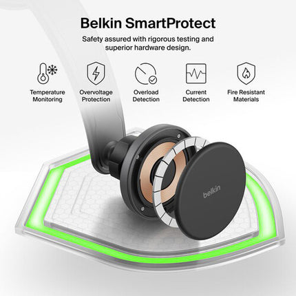 Belkin Soporte Coche Magnético Carga Inalámbrica 15W con Adaptador 27W