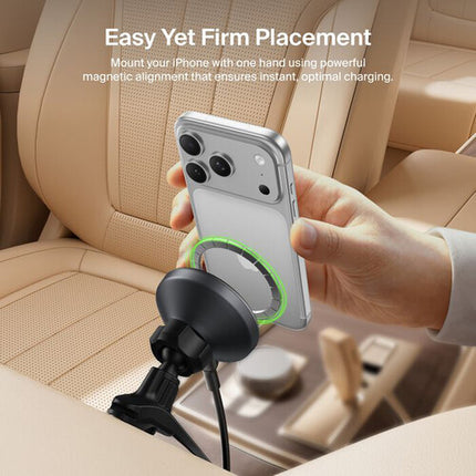 Belkin Soporte Cargador Inalámbrico Magnético de 15W para Coche Negro con Adaptador 27W