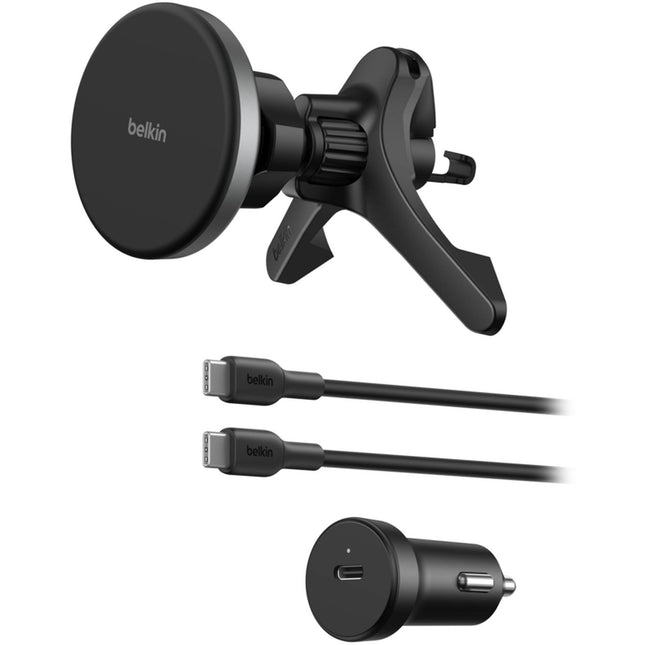 Belkin Soporte Cargador Inalámbrico Magnético de 15W para Coche Negro con Adaptador 27W