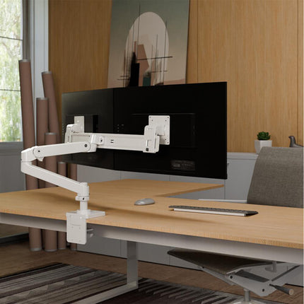 Ergotron LX Pro Desk Soporte Doble para Pantallas 27" Blanco 9.4 lb Capacidad