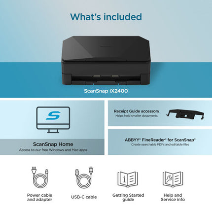 Ricoh ScanSnap iX2400 Escáner de Documentos 600 dpi 45 ppm con Guía para Recibos