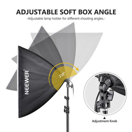 Neewer Kit de Iluminación Fotográfica 700W con 2 Softboxes 61x61cm y Soportes de 213cm