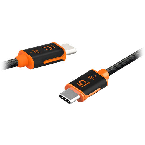 j5create Cable USB-C para carga y sincronización 100W 9.8 pies negro naranja