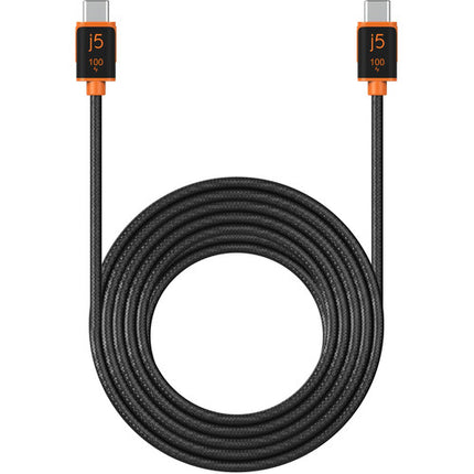 j5create Cable USB-C para carga y sincronización 100W 9.8 pies negro naranja