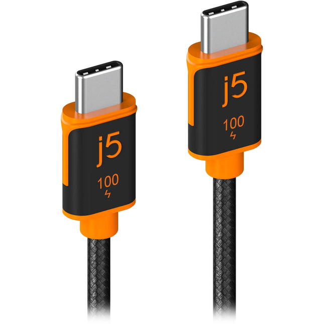 j5create Cable USB-C para carga y sincronización 100W 9.8 pies negro naranja