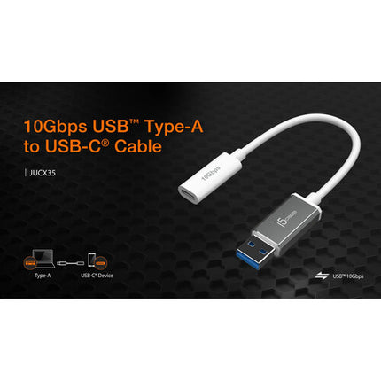 j5create Cable USB-A a USB-C 10Gbps 4 pulgadas alta durabilidad