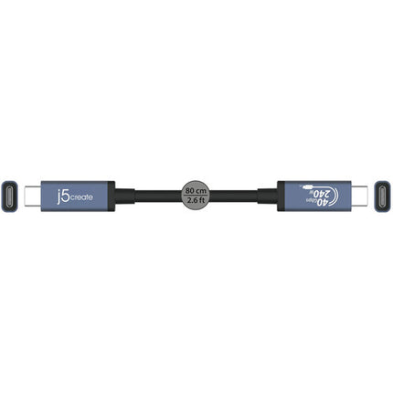 j5create Cable USB-C Macho a Macho 240W 2.6 pies 40Gbps 8K@60Hz