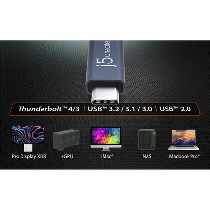 j5create Cable USB-C Macho a Macho 240W 2.6 pies 40Gbps 8K@60Hz