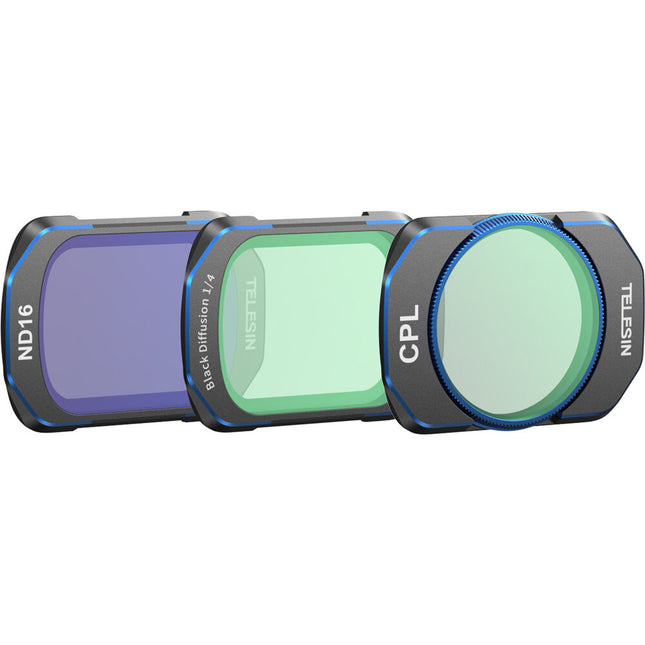 TELESIN Kit de 3 Filtros CPL Difusión Negra 1/4 ND16 para DJI Pocket 3