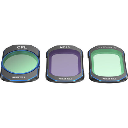 TELESIN Kit de 3 Filtros CPL Difusión Negra 1/4 ND16 para DJI Pocket 3