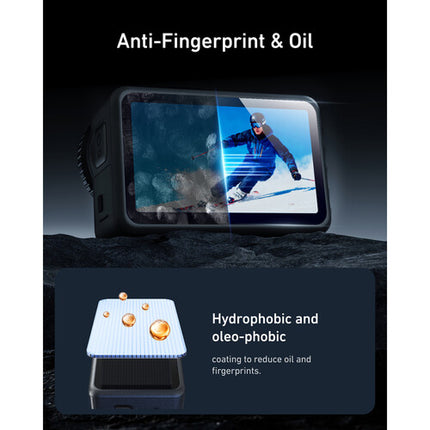 TELESIN Protector de Cristal Templado para Lentes y Pantallas DJI Osmo Action 6 2 Unidades Antirrayaduras Hidrofóbico Oléofóbico