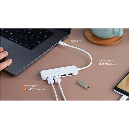 j5create Hub USB-C a 4 Puertos USB-A 3.2 Gen 2 Blanco Eco-Friendly Plug and Play