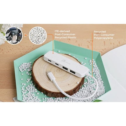 j5create Eco-Friendly Hub USB-C a 4 Puertos USB-C y USB-A 3.2 Gen 2 Blanco