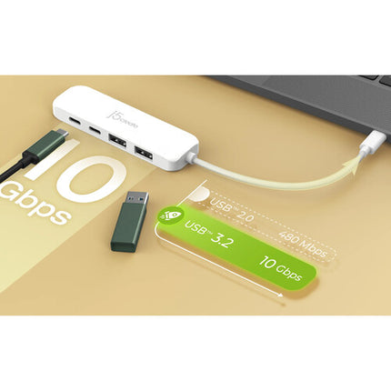j5create Eco-Friendly Hub USB-C a 4 Puertos USB-C y USB-A 3.2 Gen 2 Blanco