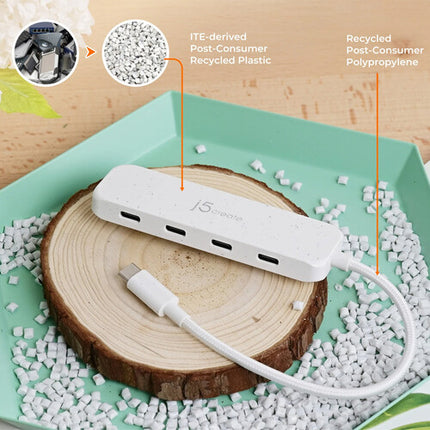 j5create Hub USB-C ecológico 4 puertos USB-C 3.2 Gen 2 blanco