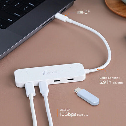 j5create Hub USB-C ecológico 4 puertos USB-C 3.2 Gen 2 blanco