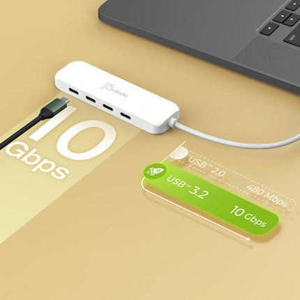 j5create Hub USB-C ecológico 4 puertos USB-C 3.2 Gen 2 blanco