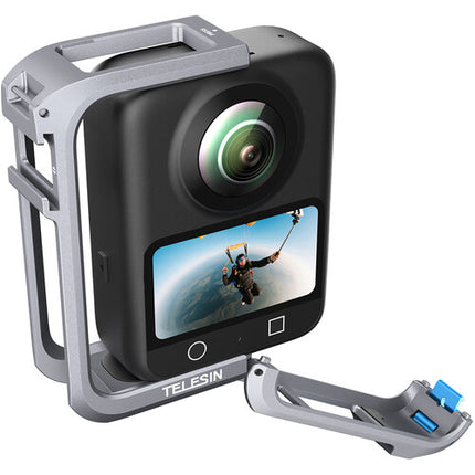 TELESIN Jaula de Metal con Tapa de Lente para DJI Osmo 360 aluminio ligero y montaje Cold Shoe