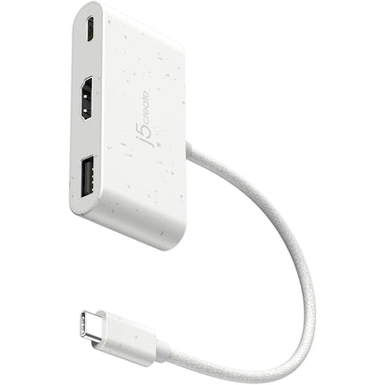 j5create USB-C a HDMI y USB-A con Power Delivery 100W y 4K 30Hz Blanco