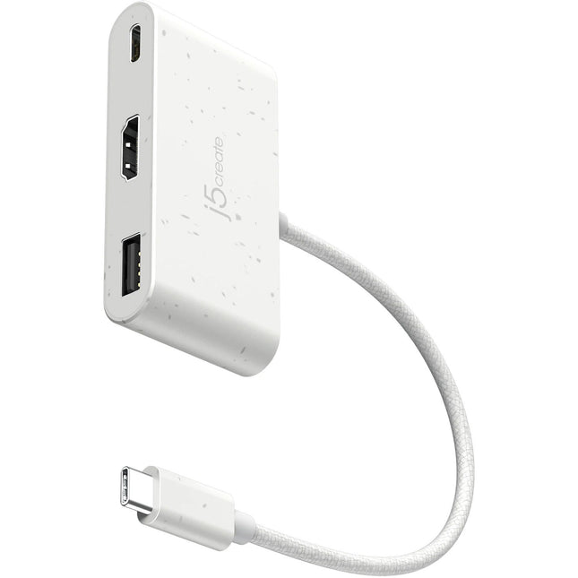 j5create USB-C a HDMI y USB-A con Power Delivery 100W y 4K 30Hz Blanco