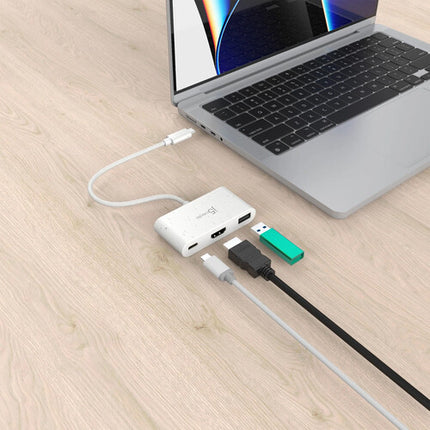 j5create USB-C a HDMI y USB-A con Power Delivery 100W y 4K 30Hz Blanco