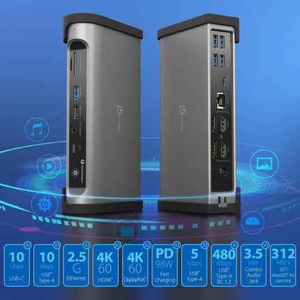 j5create Thunderbolt 4 Quad-Display Docking Station con 98W 8K y 135W AC Adapter