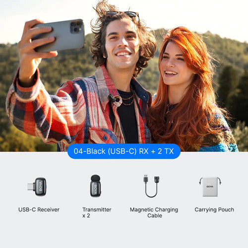 BOYA mini 2 Sistema de micrófono inalámbrico 2 personas receptor USB-C negro 6 Horas batería